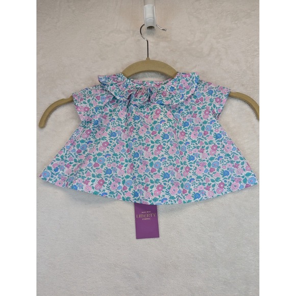 Jacadi Other - Jacadi Paris Baby Girl Blouse 3M Liberty Fabric Floral Ruffle Collar NWT